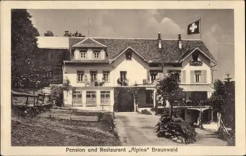 Ak Braunwald Kanton Glarus, Pension und Restaurant Alpina