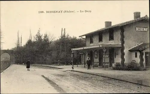 Ak Bessenay Rhône, Bahnhof, Gleisseite