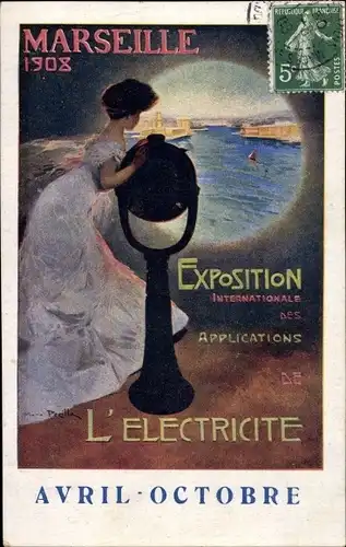 Ak Marseille Bouches du Rhône, Internationale Ausstellung für Elektrizitätsanwendungen 1908