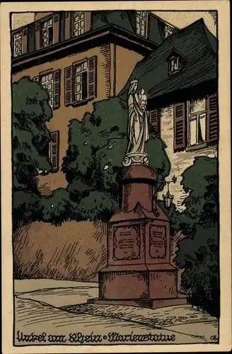 Steindruck Ak Unkel am Rhein, Marienstatue