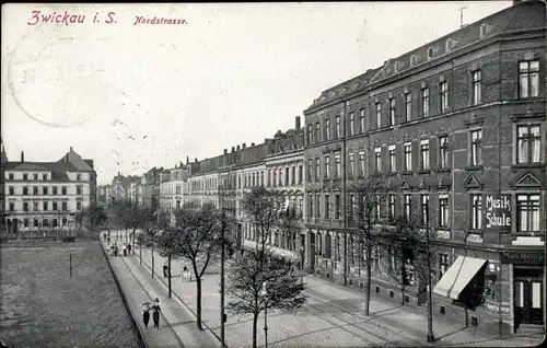 Ak Zwickau in Sachsen, Nordstraße, Musikschule