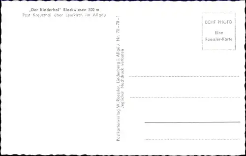 Ak Kreuzthal Buchenberg bayr. Allgäu, Kinderhof, Blockwiesen, Badezimmer, Schlafzimmer