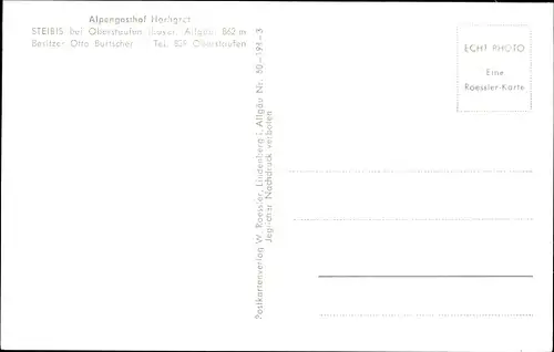 Ak Steibis Oberstaufen im Allgäu, Alpengasthof Hochgrot