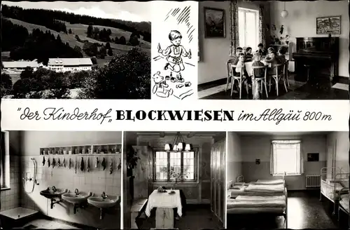 Ak Kreuzthal Buchenberg im Oberallgäu, Kinderhof, Blockwiesen, Badezimmer, Schlafzimmer