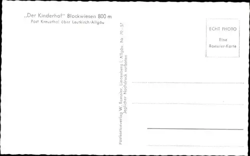 Ak Kreuzthal Buchenberg im Oberallgäu, Kinderhof, Blockwiesen