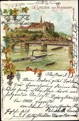 Litho Meißen an der Elbe, Schloss