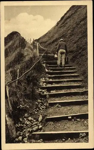 Ak Saint Jouin Bruneval Seine Maritime, Die Treppe in der Klippe