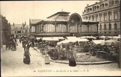 Ak Saint-Quentin Aisne, Le Marche, Les Halles