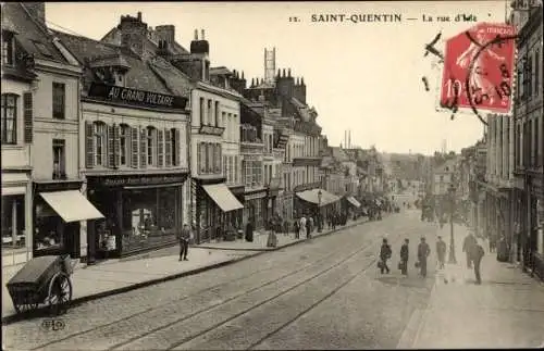 Ak Saint-Quentin Aisne, La Rue d'Isle