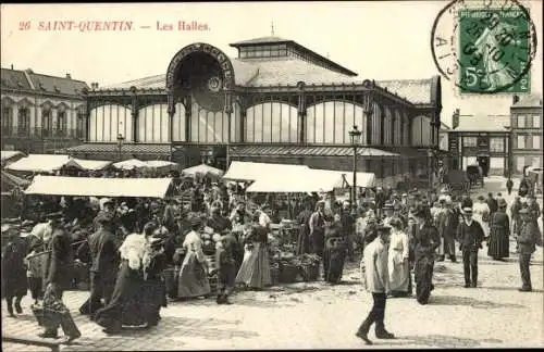 Ak Saint-Quentin Aisne, Les Halles