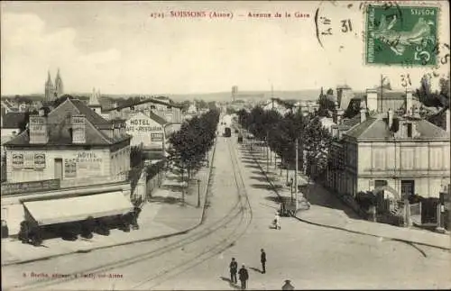 Ak Soissons-Aisne, Avenue de la Gare