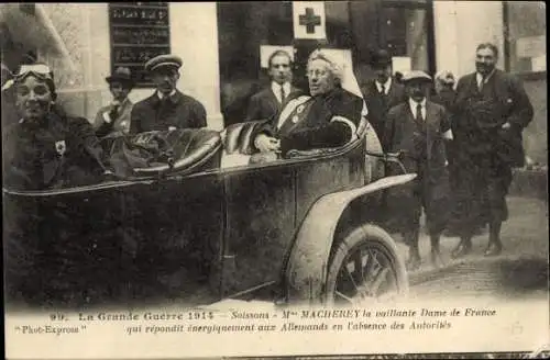 Ak Soissons-Aisne, M. Macherey, die tapfere Dame von Frankreich