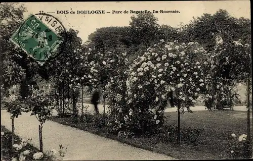 Ak Paris 16. Jahrhundert, Bois de Boulogne, Parc de Bagatelle, Rosengarten