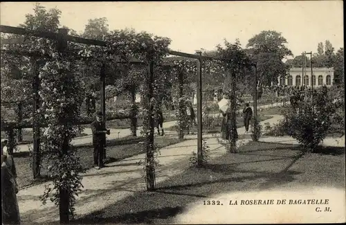 Ak Paris 16. Jahrhundert, Bois de Boulogne, Parc de Bagatelle, Rosengarten