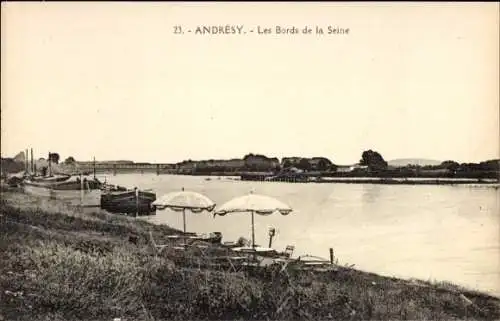 Ak Andrésy Yvelines, Ufer der Seine