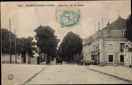 Ak Moret sur Loing Seine et Marne, Avenue de la Gare, Hotel