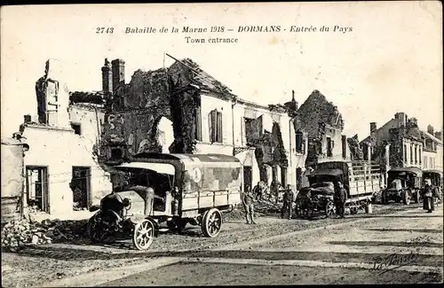 Ak Dormans Marne, Schlacht an der Marne 1918, Einmarsch des Landes