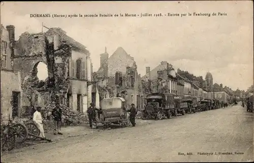 Ak Dormans Marne, Schlacht an der Marne 1918, Einmarsch über den Faubourg de Paris