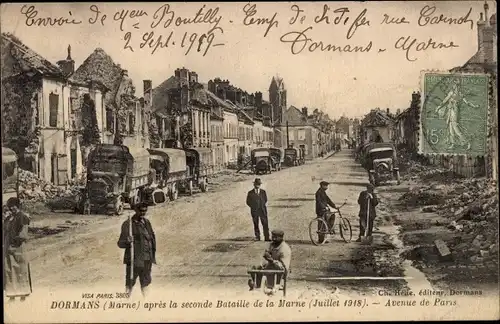 Ak Dormans Marne, Schlacht an der Marne 1918, Avenue de Paris