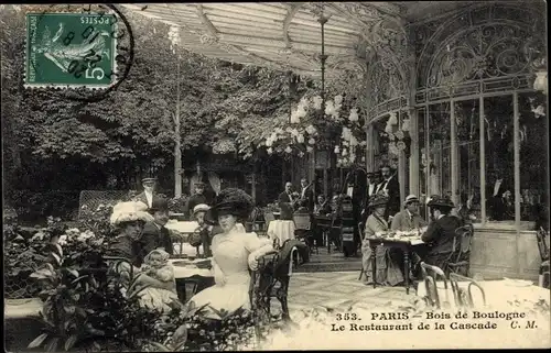 Ak Paris XVI, Bois de Boulogne, Le Restaurant de la Cascade