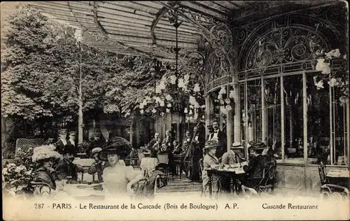 Ak Paris XVI, Bois de Boulogne, Le Restaurant de la Cascade