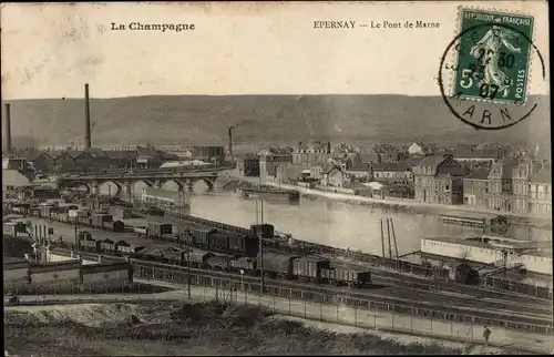 Ak Epernay Marne, Le Pont de Marne