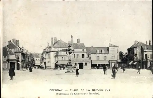 Ak Épernay Marne, Place de la République