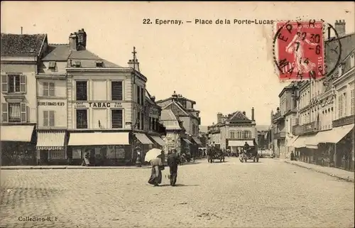 Ak Épernay Marne, Place de la Porte-Lucas