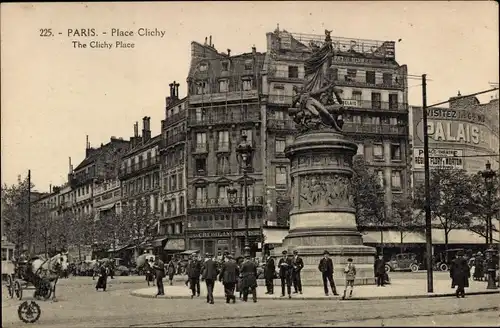 Ak Paris XVIII. Montmartre, Place Clichy, Denkmal