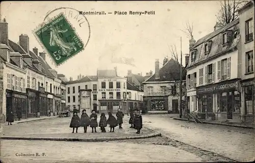 Ak Marchais Montmirail Marne, Place Remy-Petit