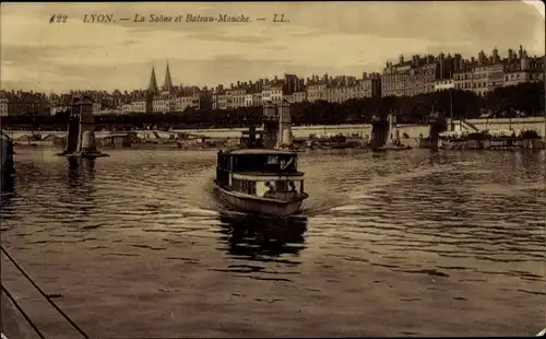 Ak Lyon Rhône, Saone, Bateau Mouche