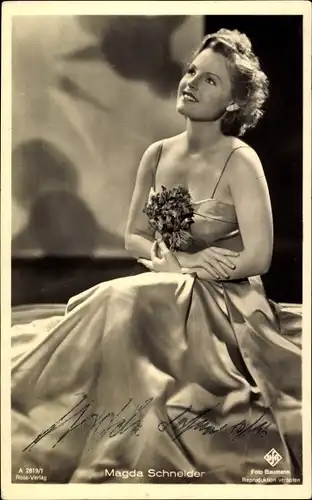 Ak Schauspielerin Magda Schneider, Ross Verlag A 2819/1, Autogramm