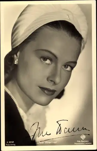 Ak Schauspielerin Ilse Werner, Portrait, Autogramm