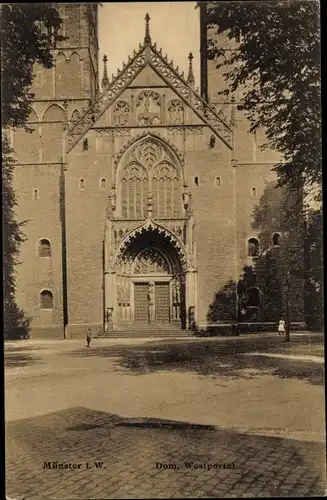 Ak Münster in Westfalen, Dom, Westportal, Außenansicht