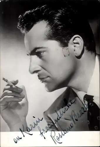 Ak Schauspieler Rossano Brazzi, Portrait, Profilansicht, Autogramm