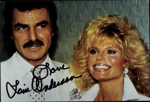 Ak Schauspielerin Loni Anderson und Burt Reynolds, Porträt, Autogramm