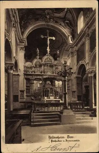 Ak Hildesheim in Niedersachsen, Dom, Hochaltar, Irmensäule