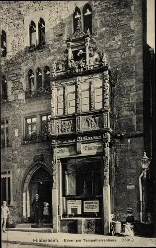 Ak Hildesheim in Niedersachsen, Erker am Tempelherrenhaus