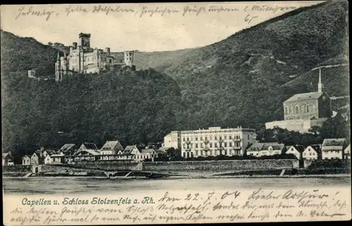 Ak Stolzenfels Koblenz am Rhein, Schloss und Kapellen