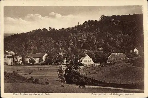 Ak Bad Freienwalde an der Oder, Brunnental, Kriegerdenkmal