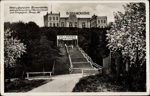 Ak Werder an der Havel, Hotel und Restaurant Bismarckhöhe, Treppe