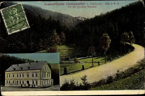 Ak Zimmersacher Blauenthal Eibenstock im Erzgebirge, Gasthaus, Tal der großen Bockau