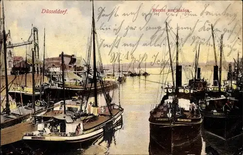 Ak Düsseldorf am Rhein, Hafen, Schiffe
