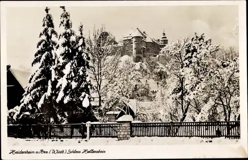 Ak Heidenheim an der Brenz Württemberg, Schloss Hellenstein, Winter
