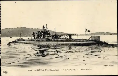 Ak Französisches U Boot Cigogne, französische Marine