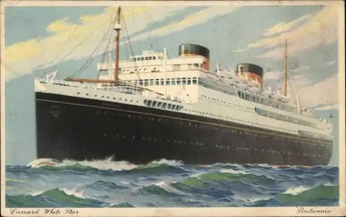 Künstler Ak Passagierdampfer RMS Britannic, Cunard White Star Line
