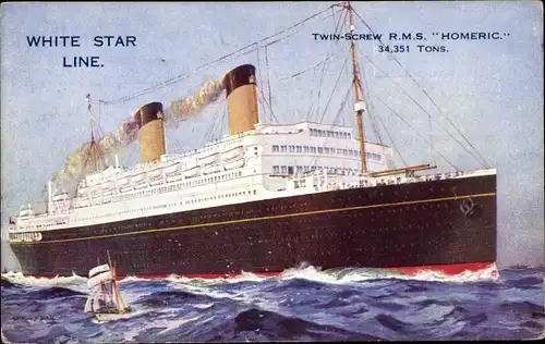 Künstler Ak Passagierdampfer RMS Homeric, White Star Line
