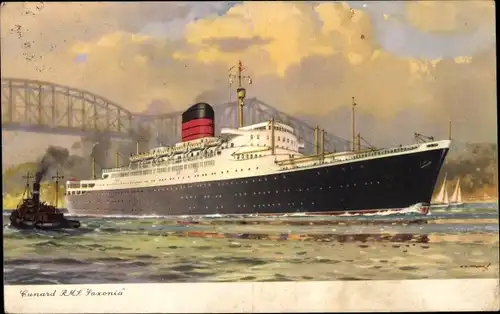 Künstler Ak Passagierdampfer RMS Saxonia, Cunard Line
