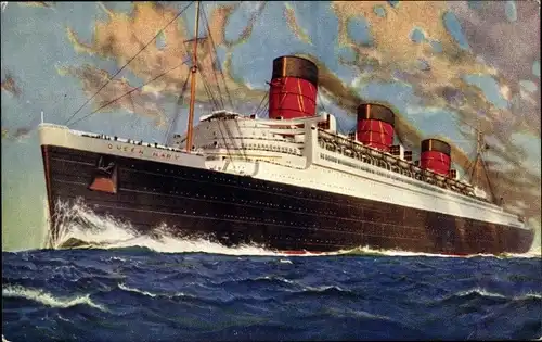 Künstler Ak Passagierdampfer RMS Queen Mary, Cunard White Star Line