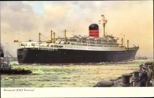 Künstler Ak Passagierdampfer RMS Ivernia, Cunard Line